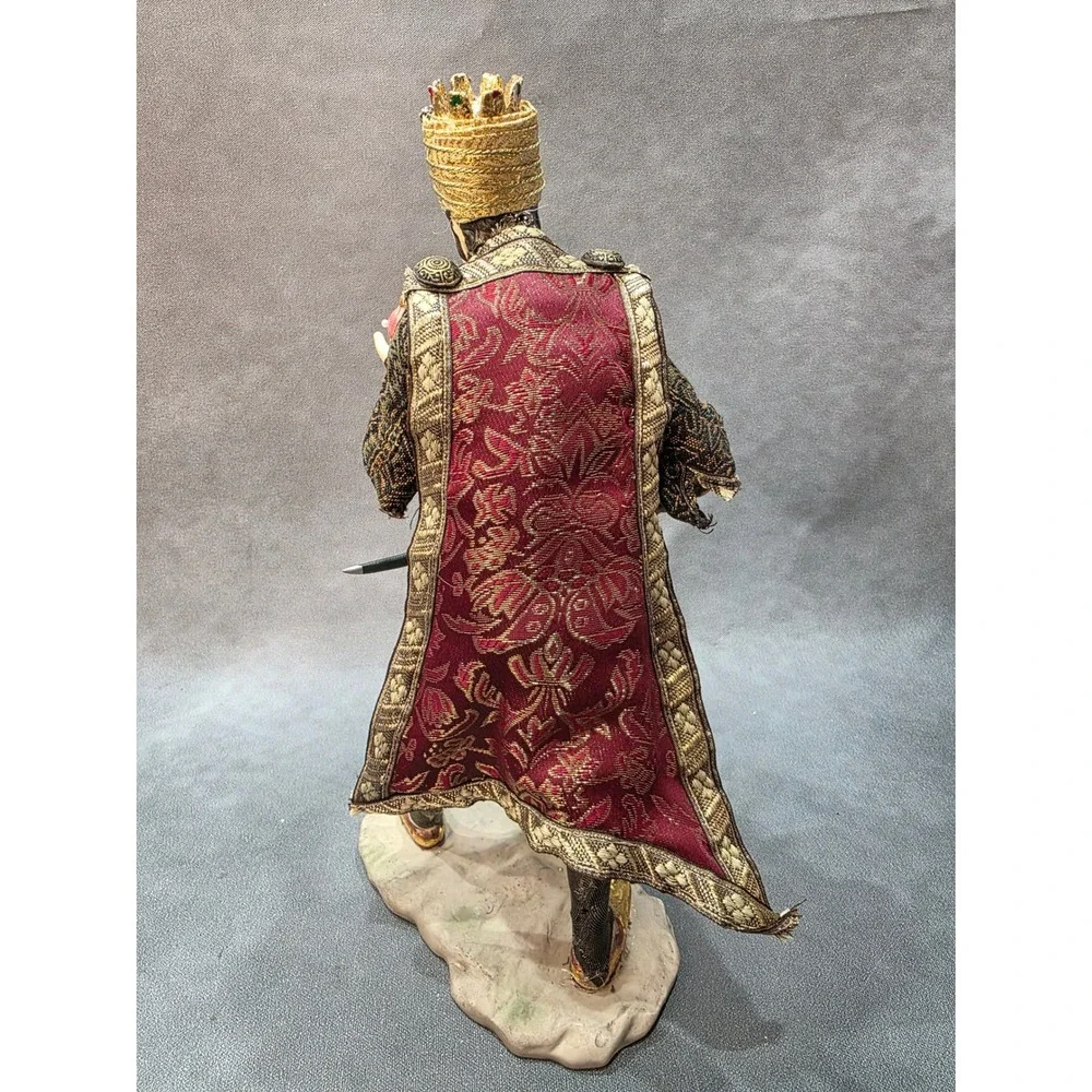 Member's Mark Wise Man Nativity Figurine Burgundy Gold Fabric 13 inch King